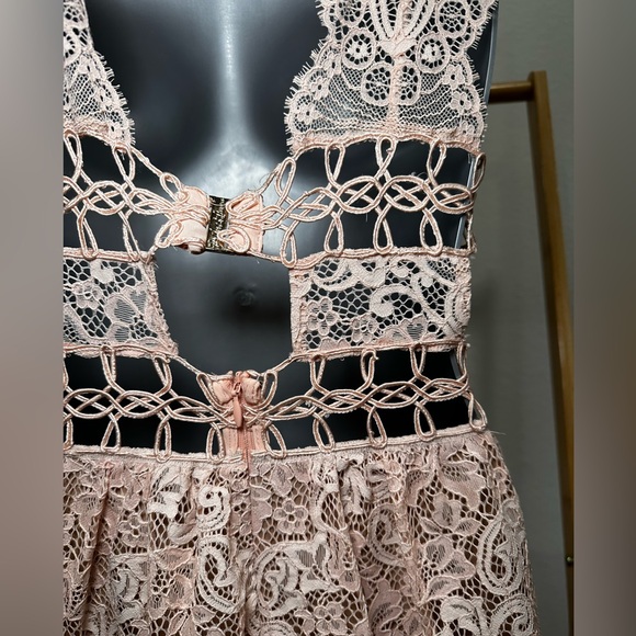 For Love & Lemons Mon Cheri Dress Ballet Blush Pink Lace Mini Size XS** - Picture 6 of 14